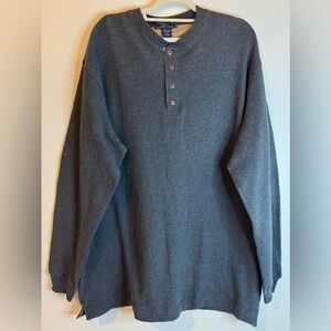 Thornton Bay Men’s Vintage Ribbed Henley Long Sleeve Sweater 100% Cotton Size L